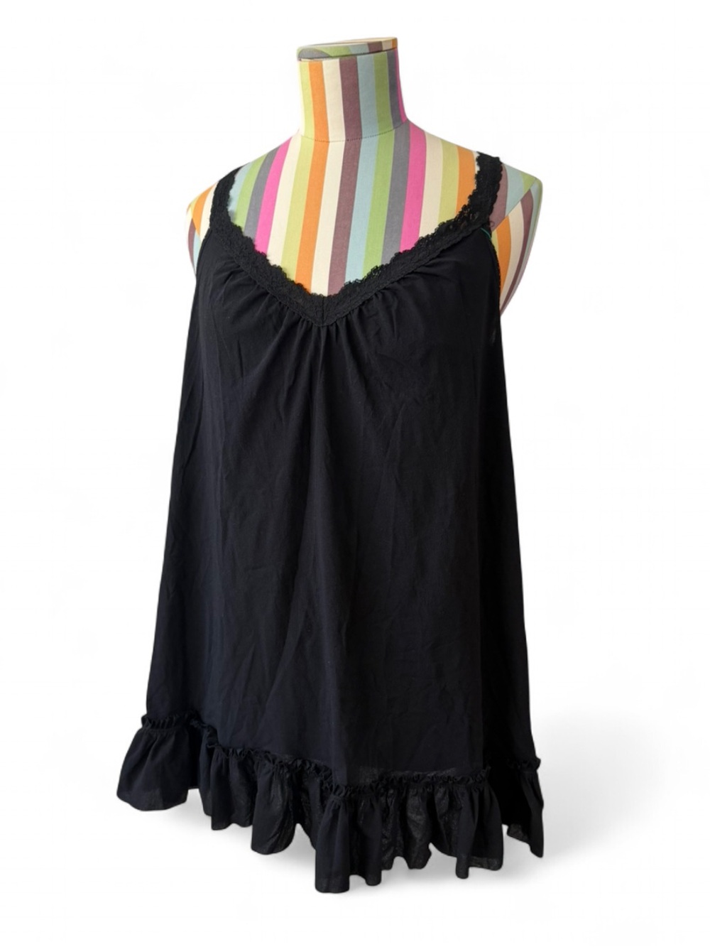 Vintage Hanky Panky Micro Mesh Slip Dress Top Made in USA Lace Trim